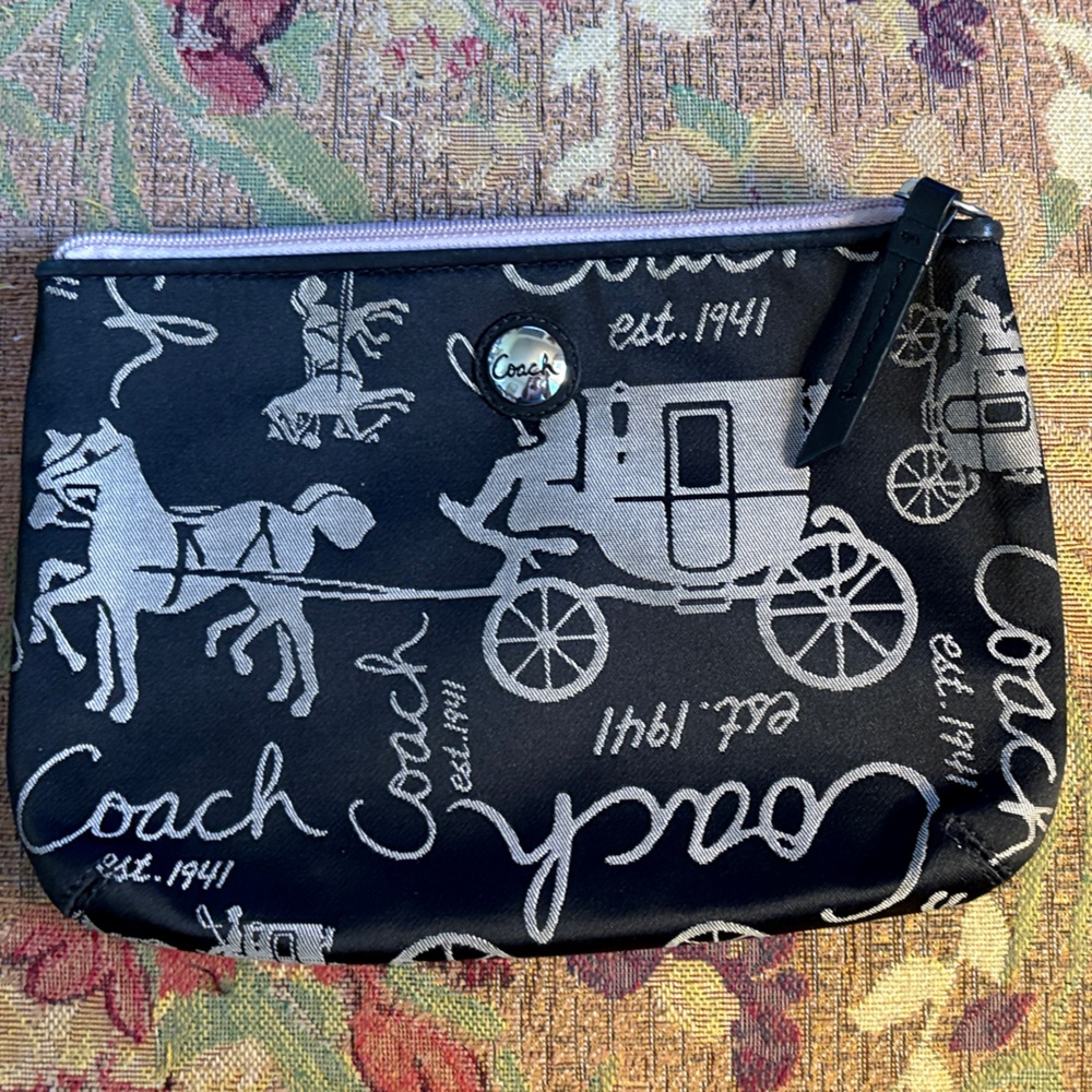 Coach Black and Silver Cosmetic Bag - Picture 1 of 4
